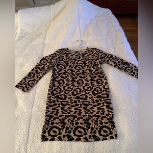 Little Girl’s Leopard Print Long Sleeve Dress. Size 6-7.